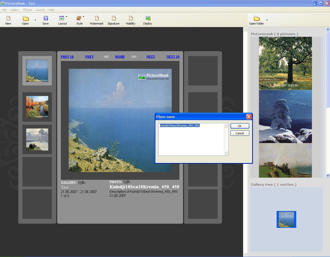 Picturenook layout with information elements