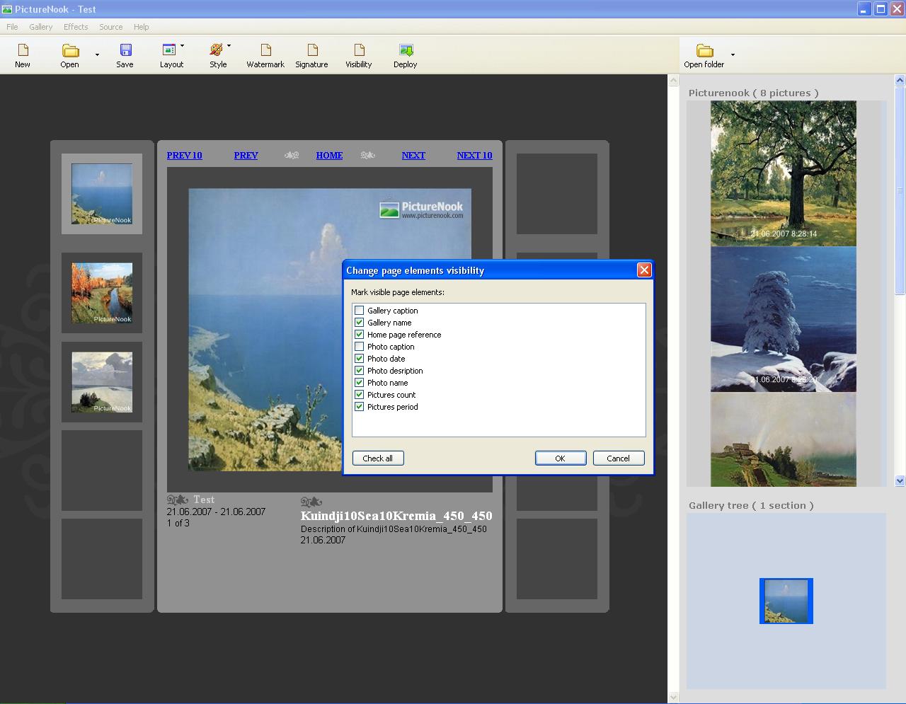Visibility dialog